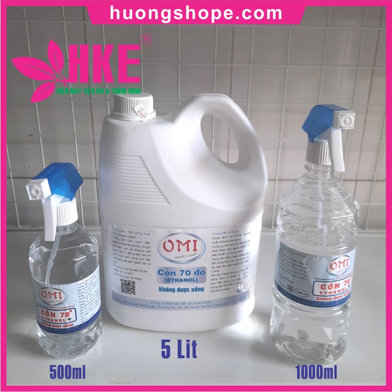 Cồn sát khuẩn OMI 70 - Combo 4 chai 500ml + Chai tinh dầu 20ml